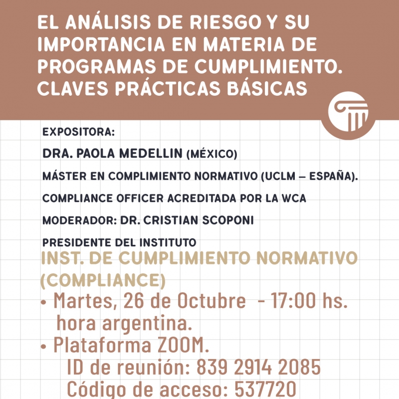 El análisis de riesgo y su importancia en materia de programas de cumplimiento. Claves prácticas básicas - 26/10/2021